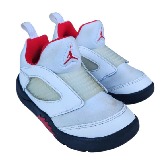 Air Jordan 5 Retro Little Flex PS CK1227-100 White Fire Red Black Size 11C - Picture 3 of 11